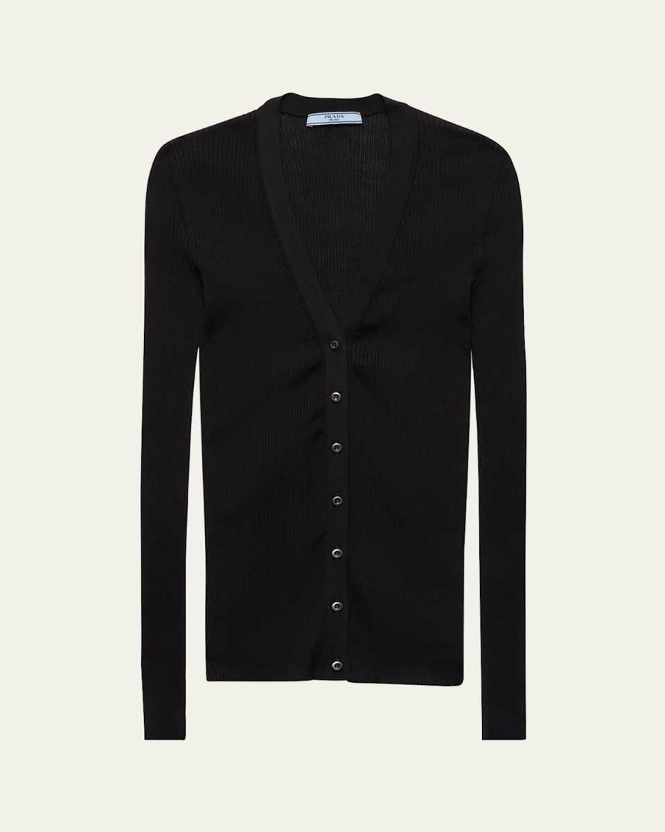 Cotton Rib V-Neck Cardigan